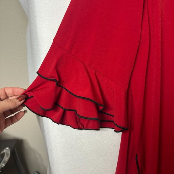 Lot of 2 IC by Connie K top tunic sz 3X white black bows and red ruffle sleeves - Picture 2 of 12